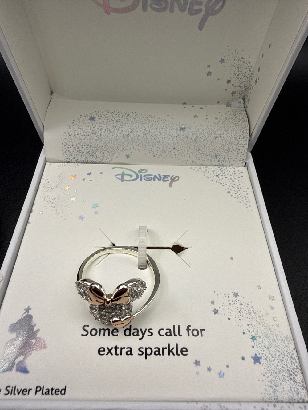 Disney Silver Minnie Mouse Ring with Rose Gold Bow Accent